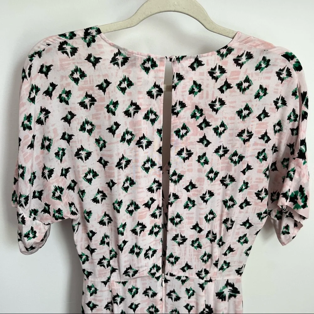 Revolve Suboo Pink & Green Ikat Wrap Cutot Midi Dress - Picture 7 of 11